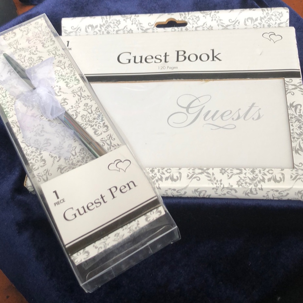 Wedding guest book with pen
